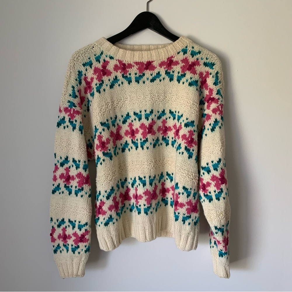 L.L. Bean Fair Isle Cable Knit Sweater - Picture 1 of 12